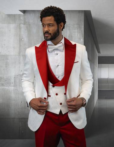 white and red tuxedo